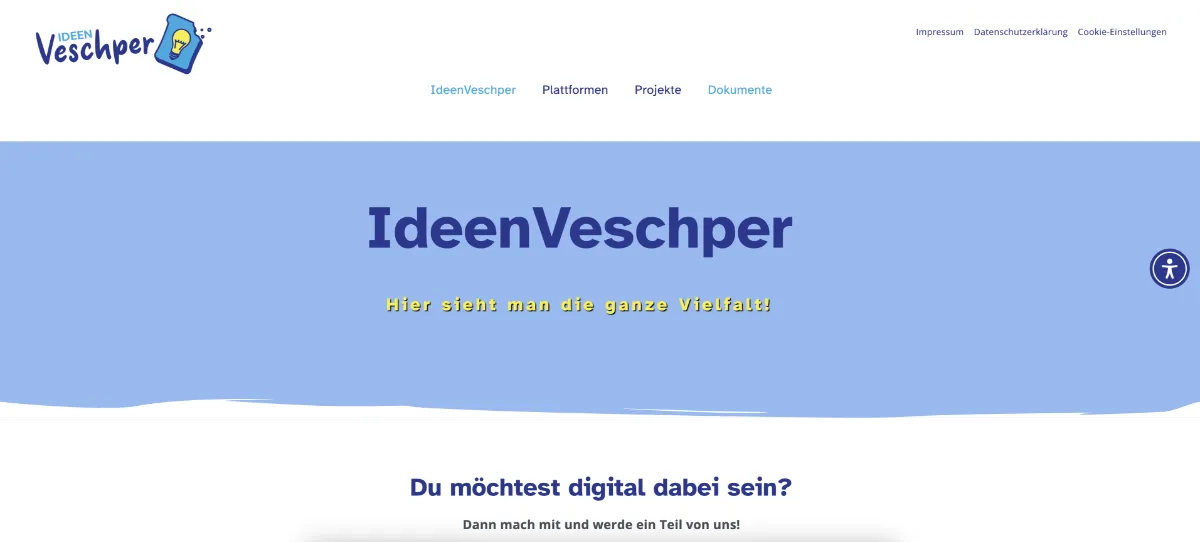 barrierefreie Homepage einer Einrichtung für Menschen mit Behinderungen